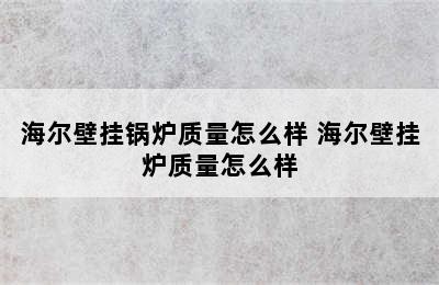 海尔壁挂锅炉质量怎么样 海尔壁挂炉质量怎么样